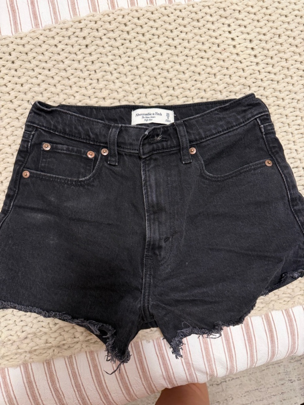 Abercrombie & Fitch Black Distressed High-Rise Jean Shorts